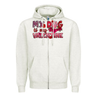 Oatmeal Heather my dog is my valentine Zipper Hoodie - OliviaCreatesArt