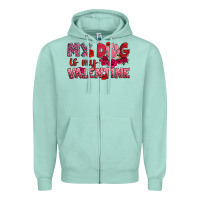 Seafoam my dog is my valentine Zipper Hoodie - OliviaCreatesArt