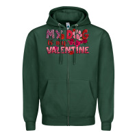 Sports Green my dog is my valentine Zipper Hoodie - OliviaCreatesArt