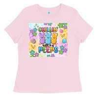 Bubblegum Pink chillin' with my peeps Ladies Tee - MaliasSmallBusiness