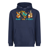 Navy Peace Love Whiskey Heavyweight Hoodie - BundleAndBundleShop