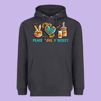 Peace Love Whiskey Heavyweight Hoodie Designed By Bundleandbundleshop