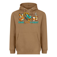 Toasted Coconut Peace Love Whiskey Heavyweight Hoodie - BundleAndBundleShop