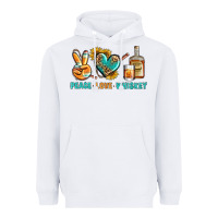 White Peace Love Whiskey Heavyweight Hoodie - BundleAndBundleShop