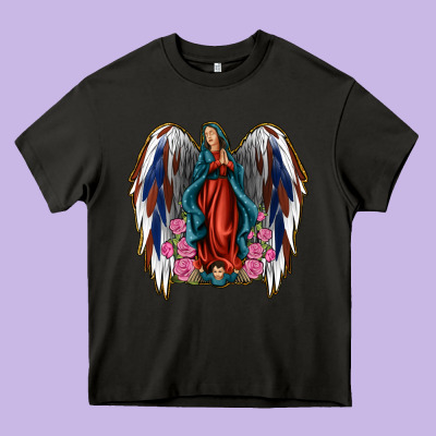 Angel Wing Lady Of Guadalupe 4th Of July Heavy Core Tee Designed By Jasminsmagicworld