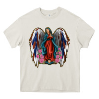 Cream Angel Wing Lady of Guadalupe 4th of July Heavy Core Tee - Jasminsmagicworld