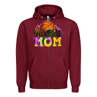 Burgundy basketball mom Zipper Hoodie - OliviaCreatesArt