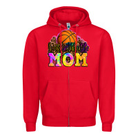 Red basketball mom Zipper Hoodie - OliviaCreatesArt