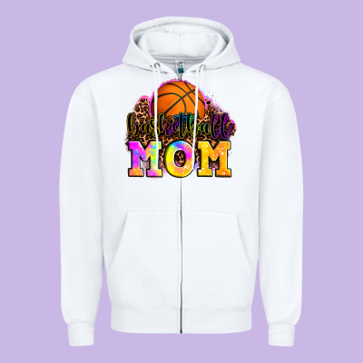 Basketball Mom Zipper Hoodie Designed By Oliviacreatesart