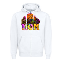 White basketball mom Zipper Hoodie - OliviaCreatesArt