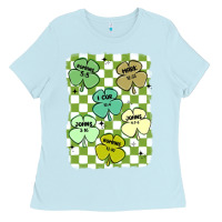 Baby Blue shamrock religious Ladies Tee - MaliasSmallBusiness