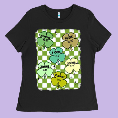 Shamrock Religious Ladies Tee Designed By Maliassmallbusiness