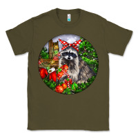 Army Green Christmas Raccoon Classic Tee - LillyAllenDesigns