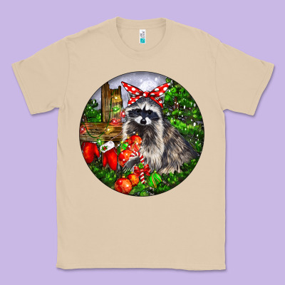 Christmas Raccoon Classic Tee Designed By Lillyallendesigns
