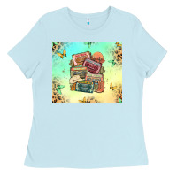 Baby Blue country cassette tapes Ladies Tee - MaliasSmallBusiness