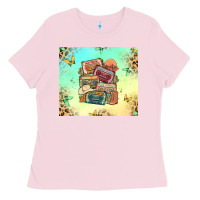 Bubblegum Pink country cassette tapes Ladies Tee - MaliasSmallBusiness