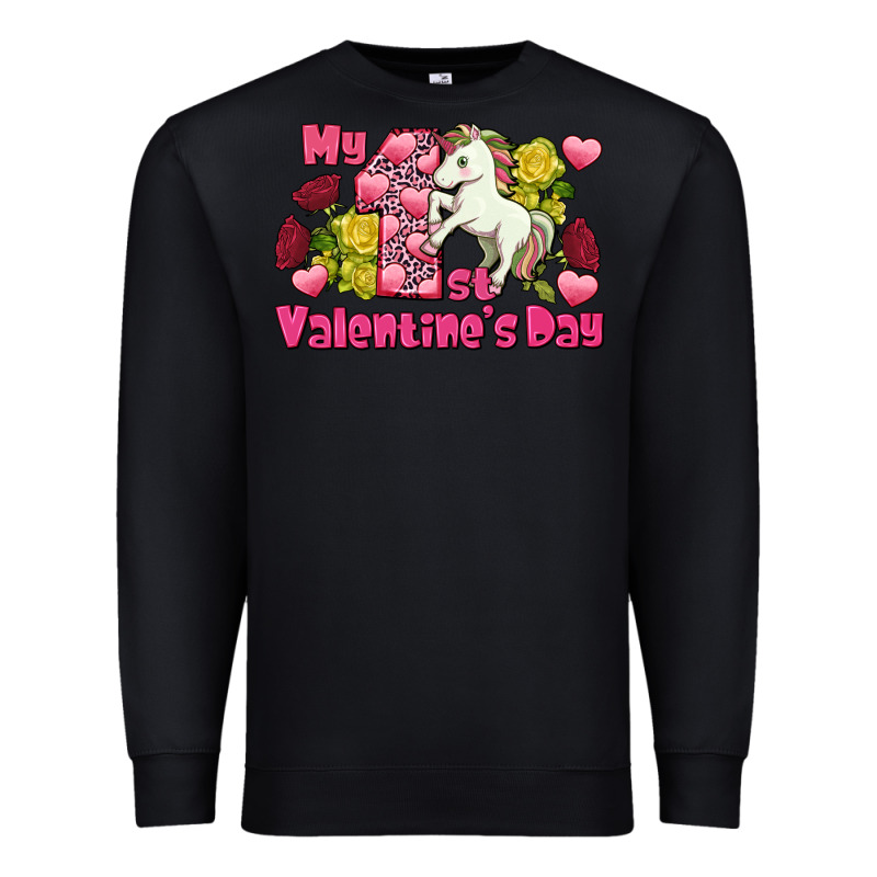 My First Valentine's Day Unicorn Premium Sweatshirt by FaDigitalArtStudio | Teevron