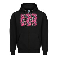 Black pink glitter leopard with heart background Zipper Hoodie - OliviaCreatesArt