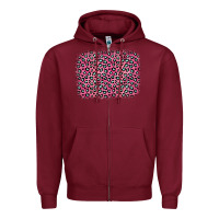 Burgundy pink glitter leopard with heart background Zipper Hoodie - OliviaCreatesArt
