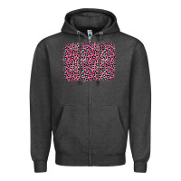 Charcoal Heather pink glitter leopard with heart background Zipper Hoodie - OliviaCreatesArt