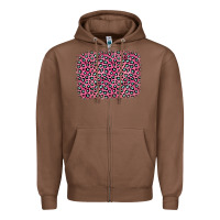Chestnut pink glitter leopard with heart background Zipper Hoodie - OliviaCreatesArt