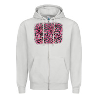 Dove Grey pink glitter leopard with heart background Zipper Hoodie - OliviaCreatesArt