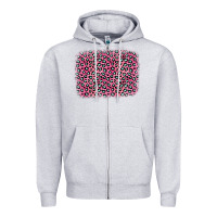 Heather Grey pink glitter leopard with heart background Zipper Hoodie - OliviaCreatesArt