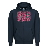Navy pink glitter leopard with heart background Zipper Hoodie - OliviaCreatesArt