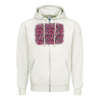 Oatmeal Heather pink glitter leopard with heart background Zipper Hoodie - OliviaCreatesArt