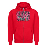 Red pink glitter leopard with heart background Zipper Hoodie - OliviaCreatesArt