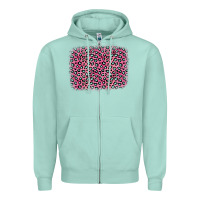 Seafoam pink glitter leopard with heart background Zipper Hoodie - OliviaCreatesArt