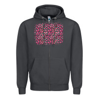 Smoke pink glitter leopard with heart background Zipper Hoodie - OliviaCreatesArt