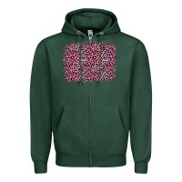 Sports Green pink glitter leopard with heart background Zipper Hoodie - OliviaCreatesArt