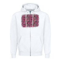 White pink glitter leopard with heart background Zipper Hoodie - OliviaCreatesArt