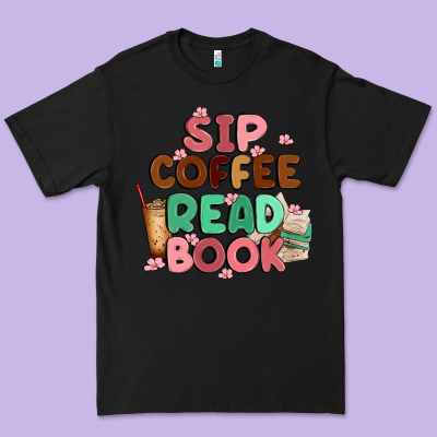 Sip Coffee Read Book Premium Tee Designed By Maliassmallbusiness