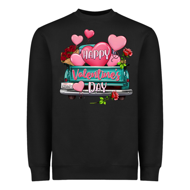 Happy Valentine's Day Turquoise Truck Heavyweight Sweatshirt by HowdyJamesFarm | Teevron