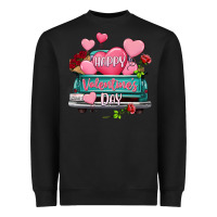 Black Happy Valentine's day turquoise truck Heavyweight Sweatshirt - HowdyJamesFarm