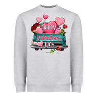 Heather Grey Happy Valentine's day turquoise truck Heavyweight Sweatshirt - HowdyJamesFarm