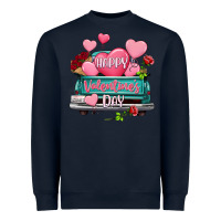 Navy Happy Valentine's day turquoise truck Heavyweight Sweatshirt - HowdyJamesFarm