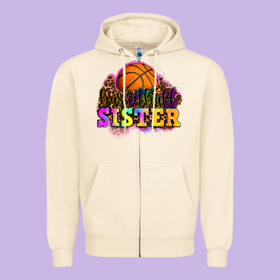 Basketball Sister Zipper Hoodie Designed By Oliviacreatesart