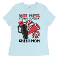 Baby Blue hot mess always stressed cheer mom Ladies Tee - MaliasSmallBusiness