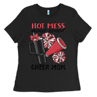 Black hot mess always stressed cheer mom Ladies Tee - MaliasSmallBusiness
