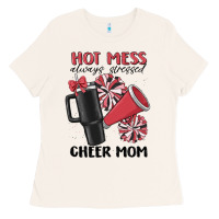 Bone hot mess always stressed cheer mom Ladies Tee - MaliasSmallBusiness