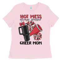 Bubblegum Pink hot mess always stressed cheer mom Ladies Tee - MaliasSmallBusiness