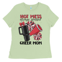 Matcha hot mess always stressed cheer mom Ladies Tee - MaliasSmallBusiness