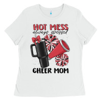 White hot mess always stressed cheer mom Ladies Tee - MaliasSmallBusiness
