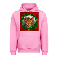 Fuchsia Pink christmas red angus calf head Urban Hoodie - LillyAllenDesigns
