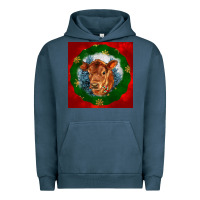 Pigment Midnight Navy christmas red angus calf head Urban Hoodie - LillyAllenDesigns