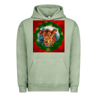 Pigment Oil Green christmas red angus calf head Urban Hoodie - LillyAllenDesigns