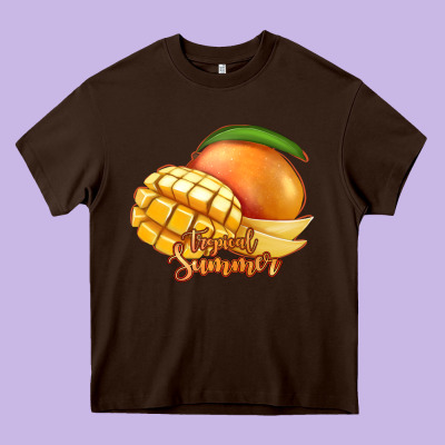 Mango Tropical Summer Heavy Core Tee Designed By Jasminsmagicworld